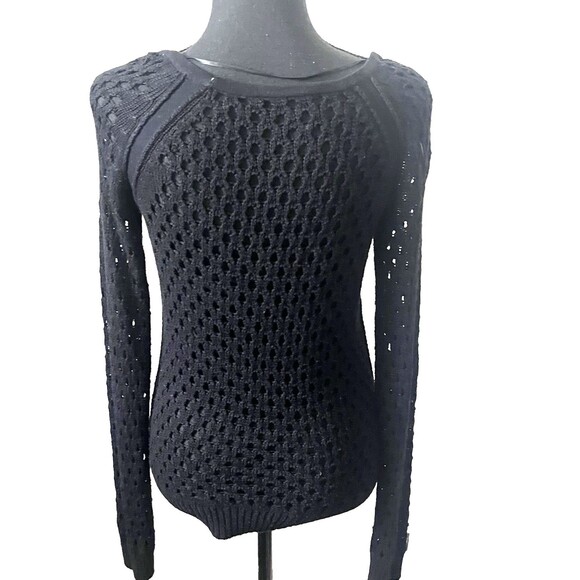INC International Concepts Black Open Knit Sequin Sweater Womens Size M - Picture 5 of 5